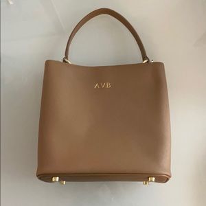 Walnut Brown Double Buckle Bag “AVB” initials